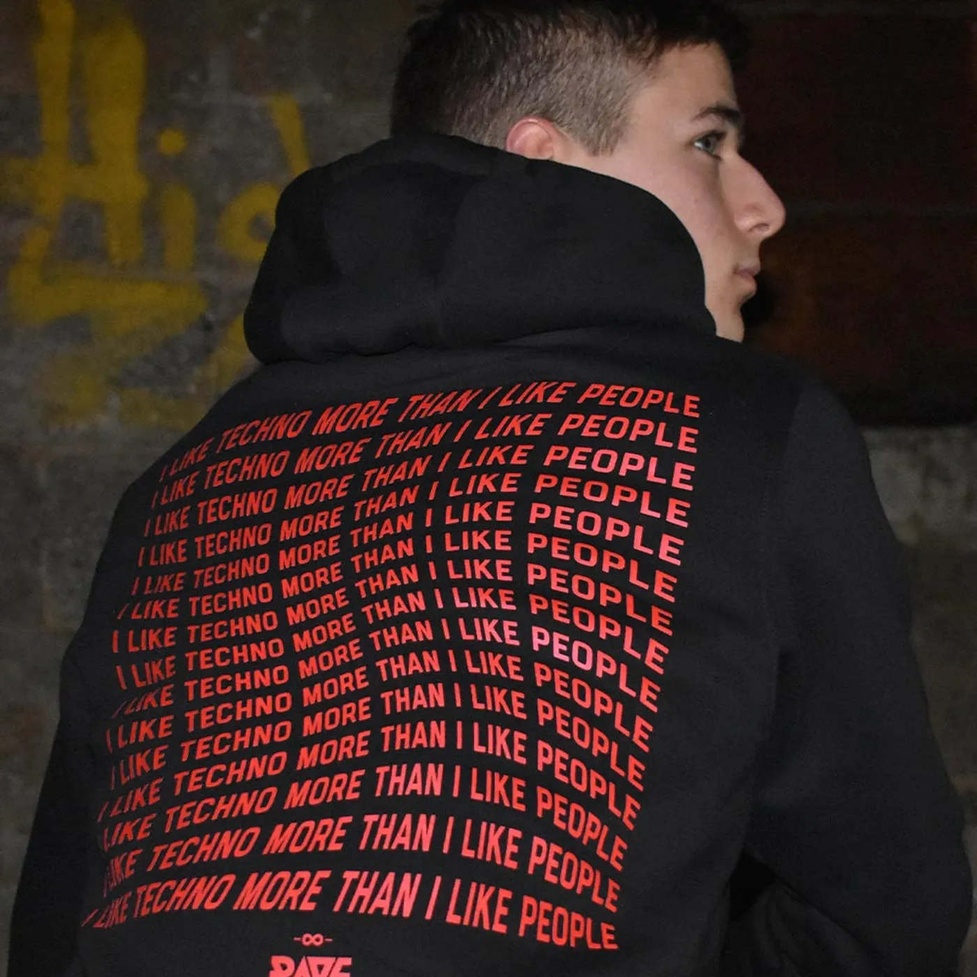 Rave Clothing I Like Techno More Than I Like People Hoodie in schwarz