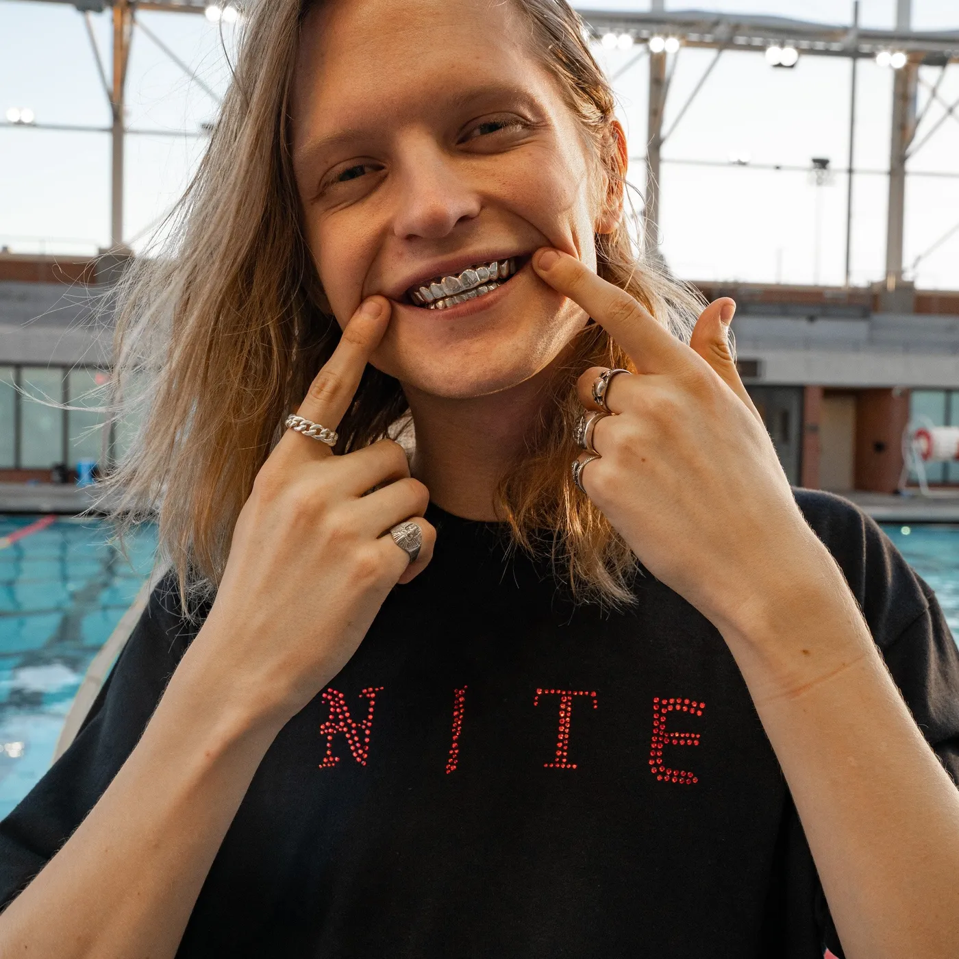 Emo Nite Nite Tee - Red Rhinestones