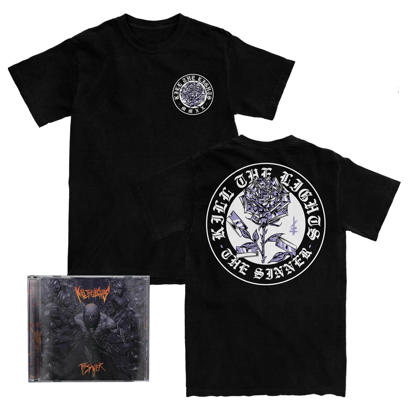 Kill The Lights Razor Roses Tee + CD Bundle