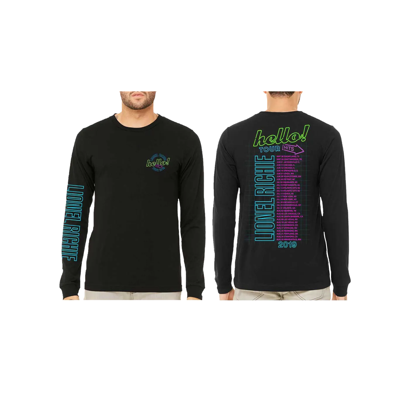Lionel Richie Hello Tour Itinerary Tee (Long Sleeve)