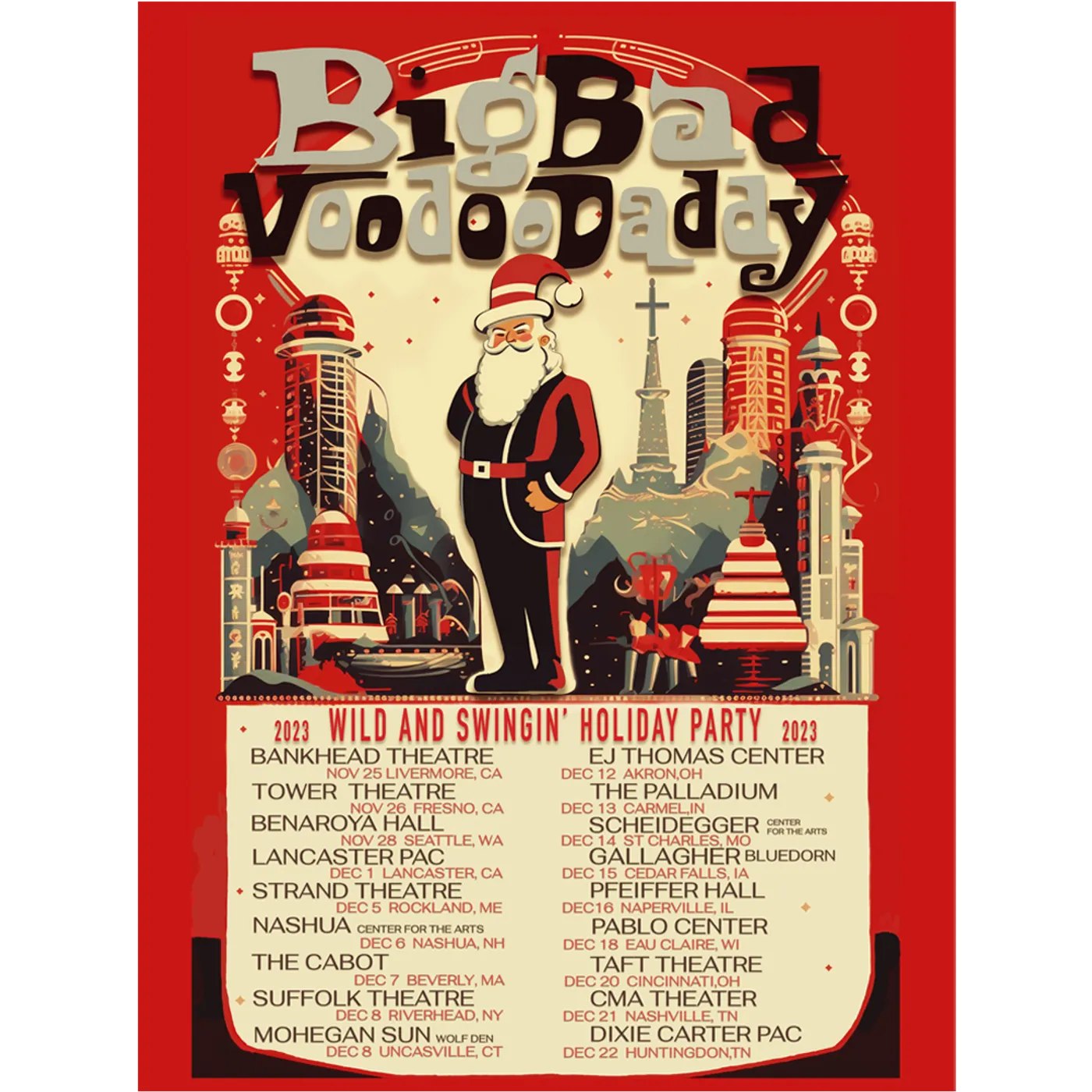 Big Bad Voodoo Daddy Limited Edition 2023 Wild & Swingin’ Holiday Tour Poster
