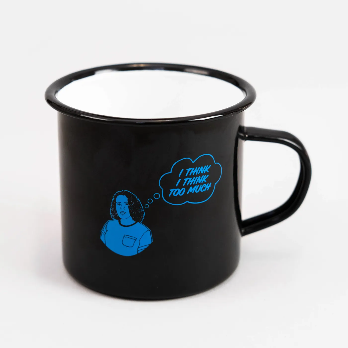 Oceanator I Think Too Much Enameled Mug