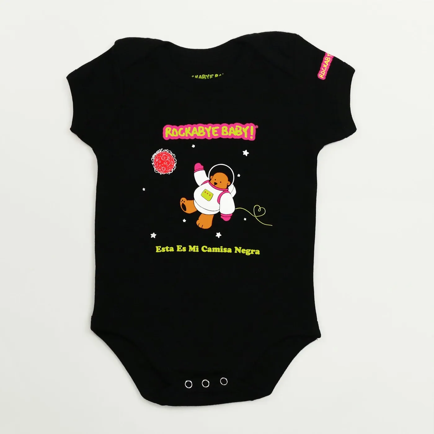 Rockabye Baby! Organic Baby Bodysuit ("Lullaby Renditions of Juanes" Album Art on Black)