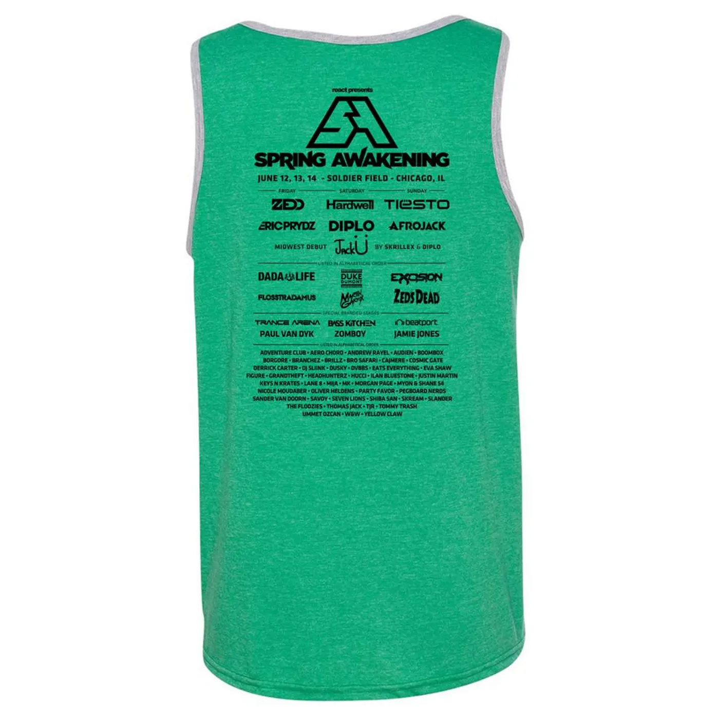 Spring Awakening Music Festival 2015 Event Logo Tank (Heather Green)