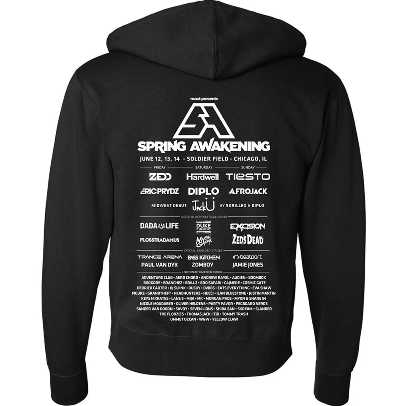 Spring Awakening Music Festival SA Logo Zip Up Hoodie (Black/White)