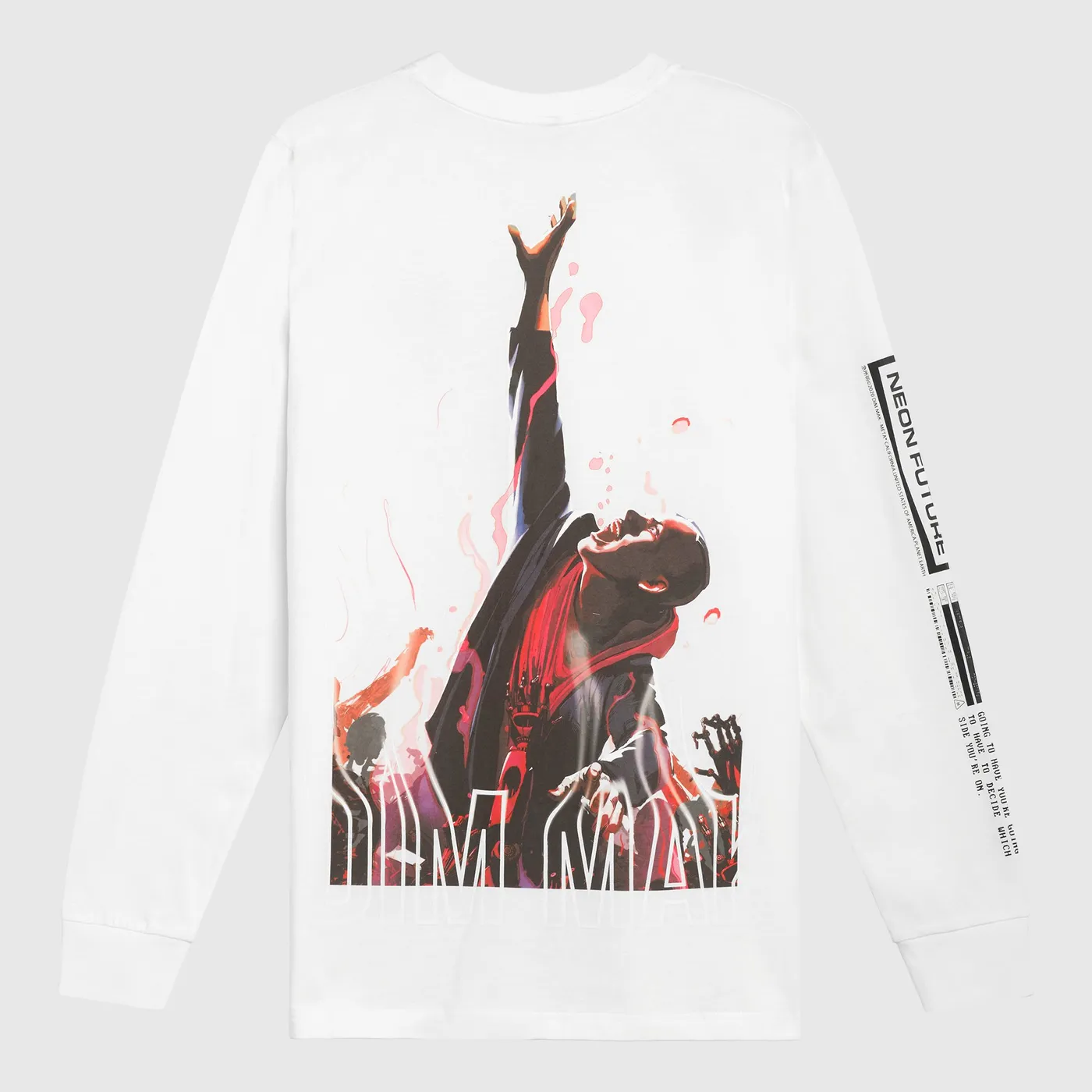 Dim Mak Tr. 02 "Neon Future" Long Sleeve Tee - White