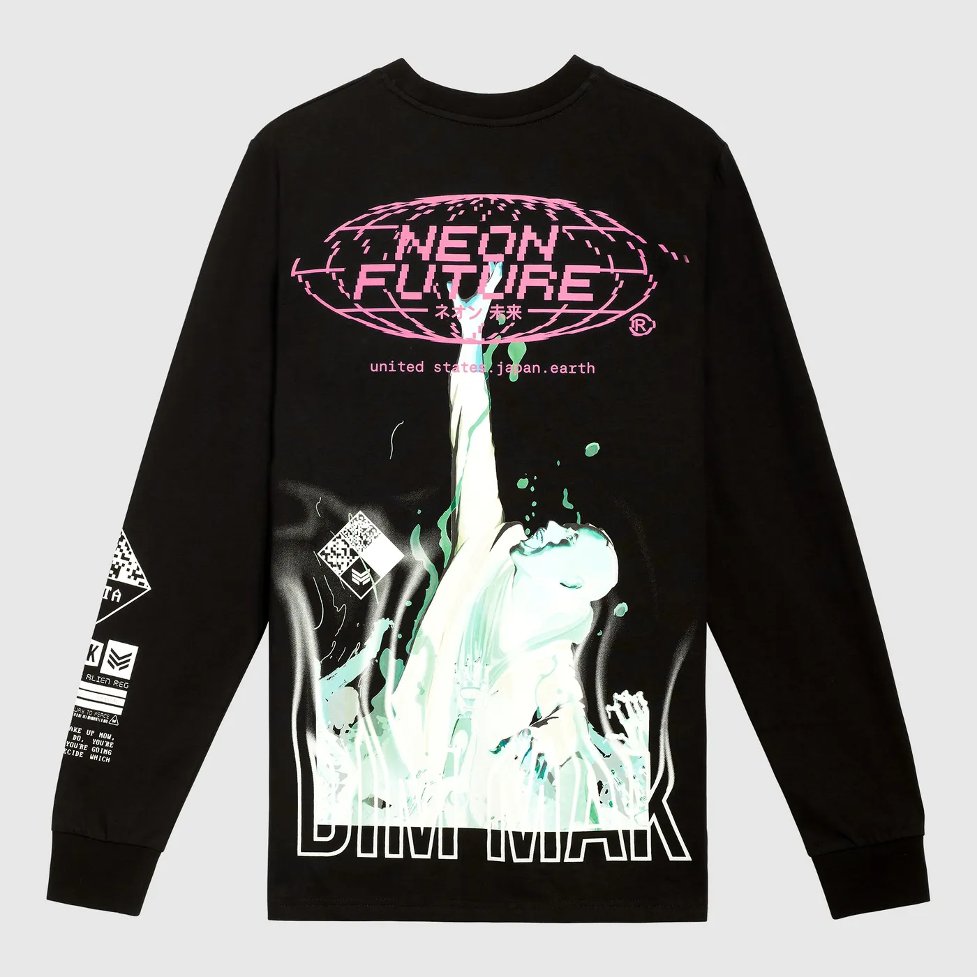 Dim Mak Tr. 02 - "Neon Future" Long Sleeve Tee - Black