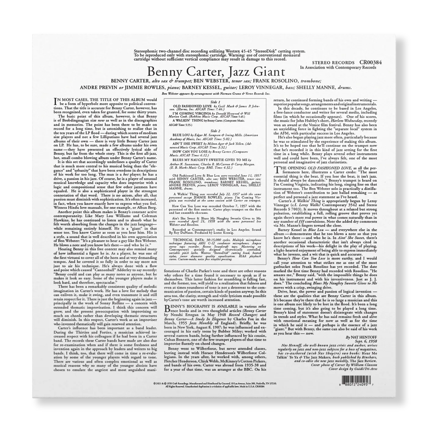 Benny Carter Jazz Giant: Contemporary Records Acoustic Sounds Series (180g LP) (Vinyl)