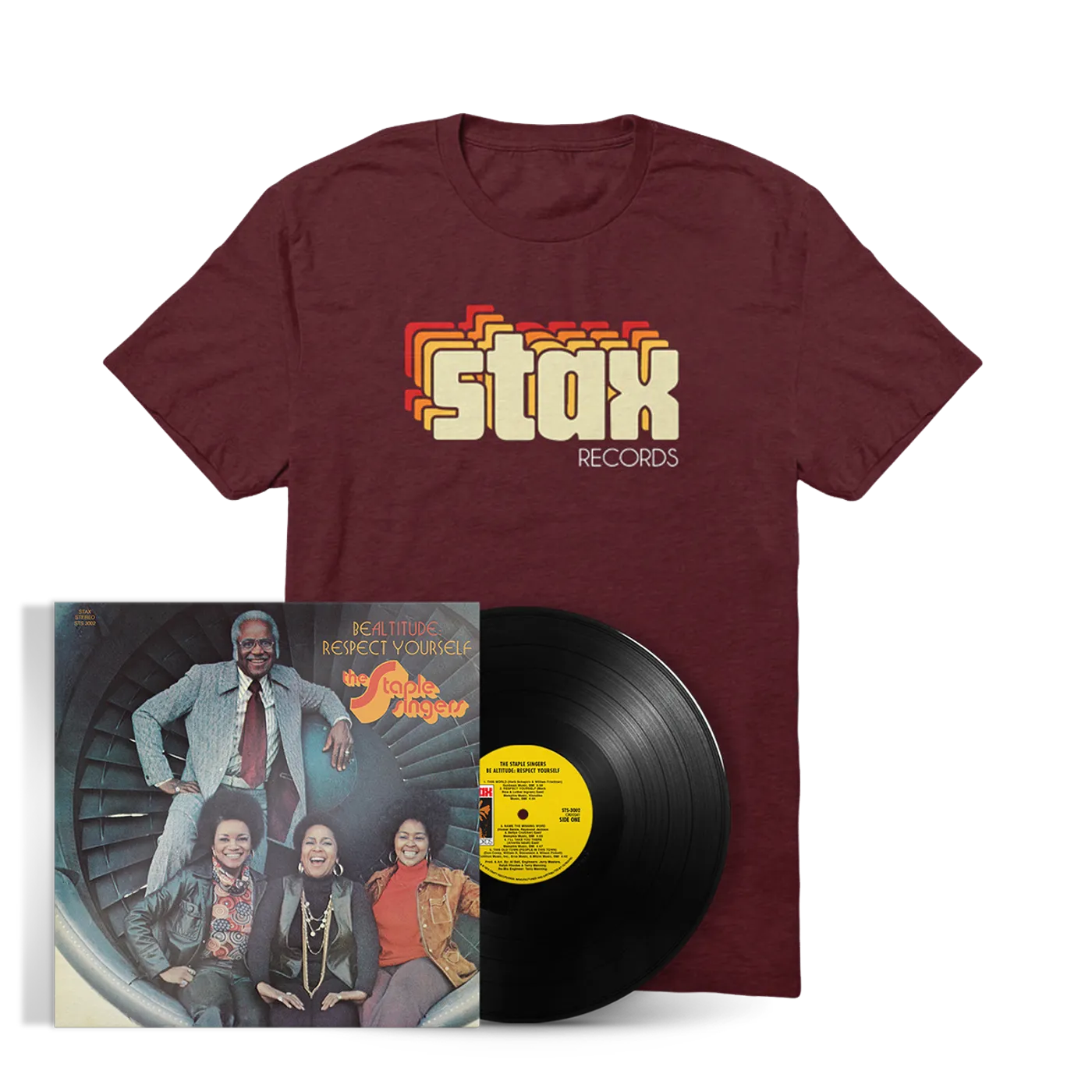The Staple Singers Be Altitude: Respect Yourself (180g LP) + Stax Vintage Logo T-Shirt Bundle