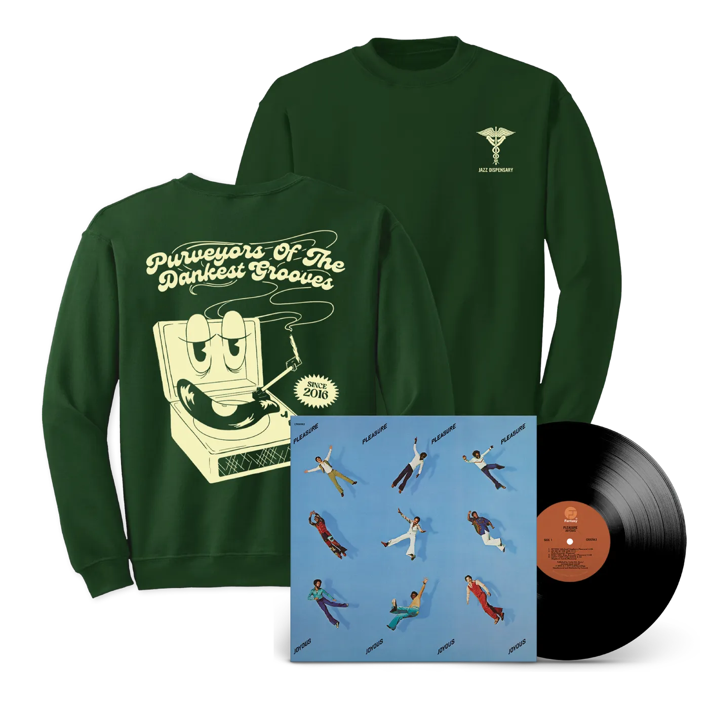 Pleasure - Joyous LP + Crewneck Bundle (180g LP + Jazz Dispensary Crewneck - Forest Green)