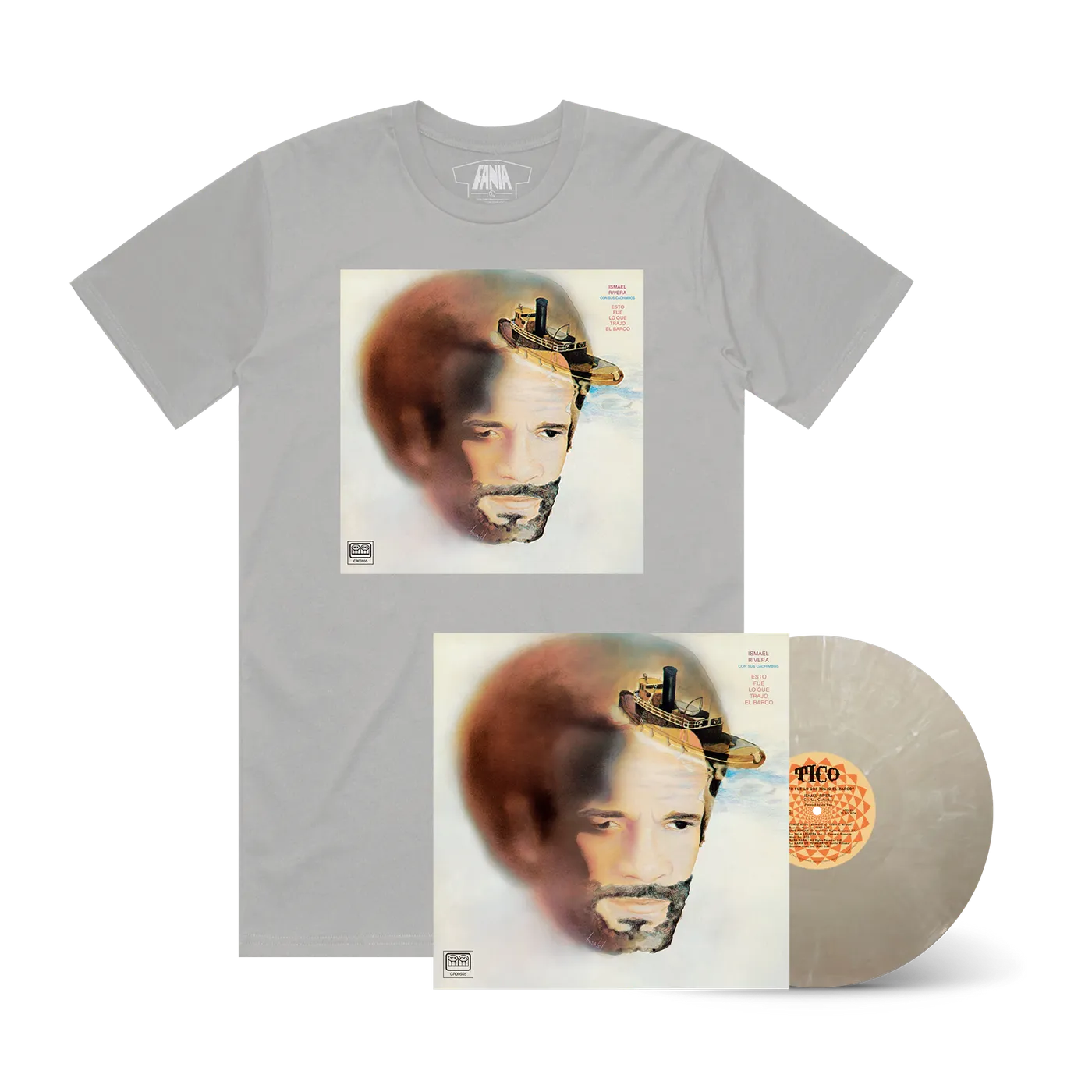 Ismael Rivera ESTO FUE LO QUE TRAJO EL BARCO (180g: Fog Translucent LP Fania Exclusive) + ESTO FUE LO QUE TRAJO EL BARCO LIGHT GRAY T-SHIRT Bundle
