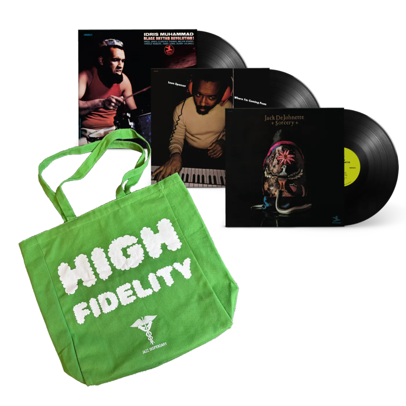 Triple Groove LP Bundle + Jazz Dispensary Green Tote Bag