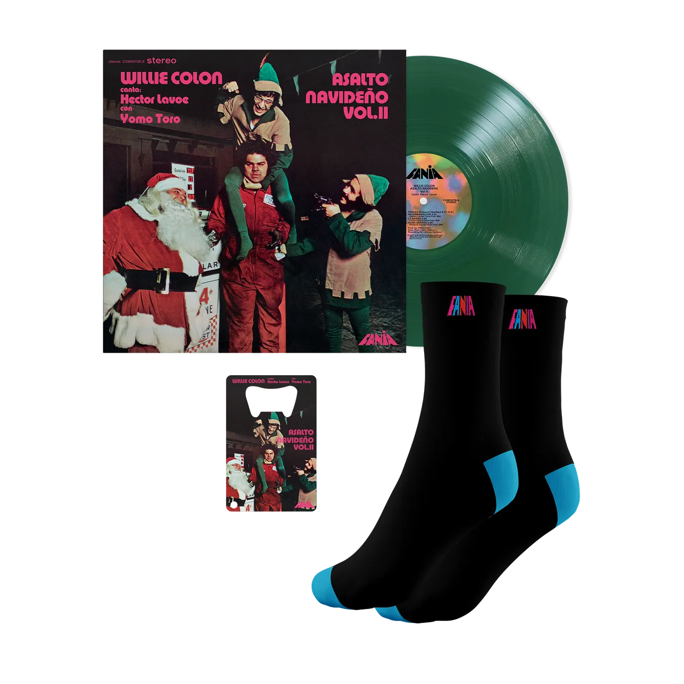 Willie Colón Asalto Navideño Vol. II (180g Evergreen LP + Fania Logo Woven Socks + Bottle Opener)