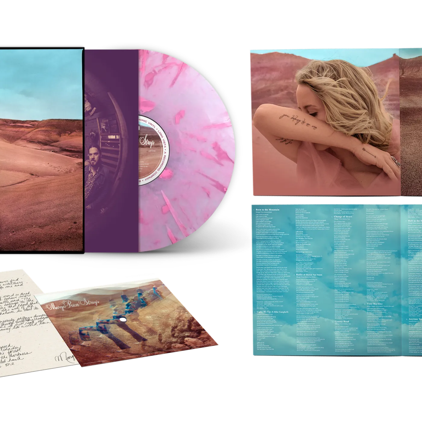 Margo Price Strays Limited Edition Pink Swirl Colored Vinyl w/ Bonus Flexi Vinyl 7" & Signed Poster Insert