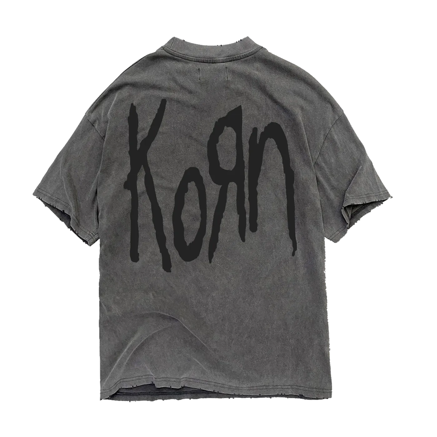 Strata x Korn Requiem Grey Acid  Wash T-Shirt feat. Korn Back Logo