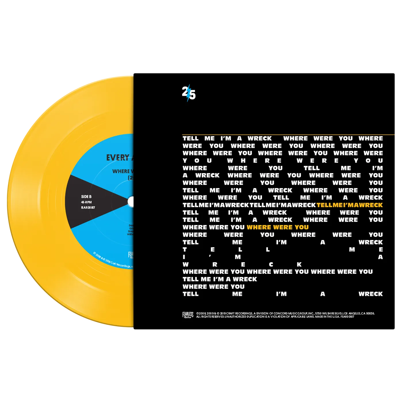 Every Avenue TELL ME I'M A WRECK 7" VINYL