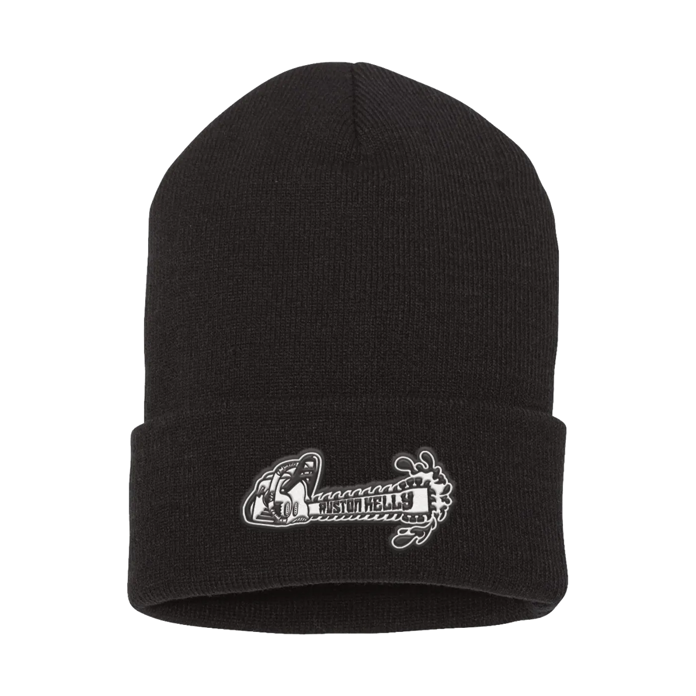 Ruston Kelly Chainsaw Emroidered PatchBlack Beanie