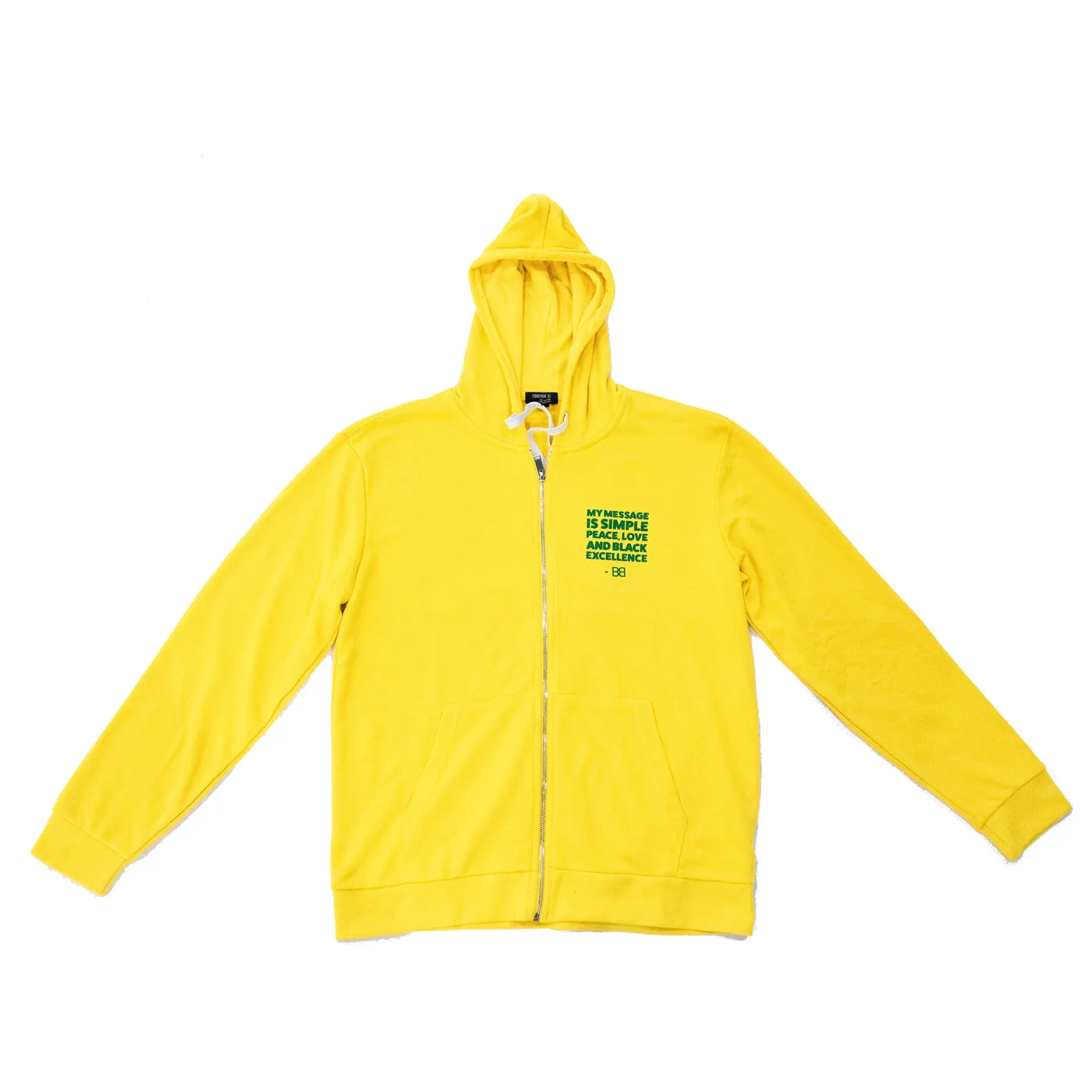 Buju Banton Yellow BB Quote Zip Hoodie "MY MESSAGE IS SIMPLE" Quote