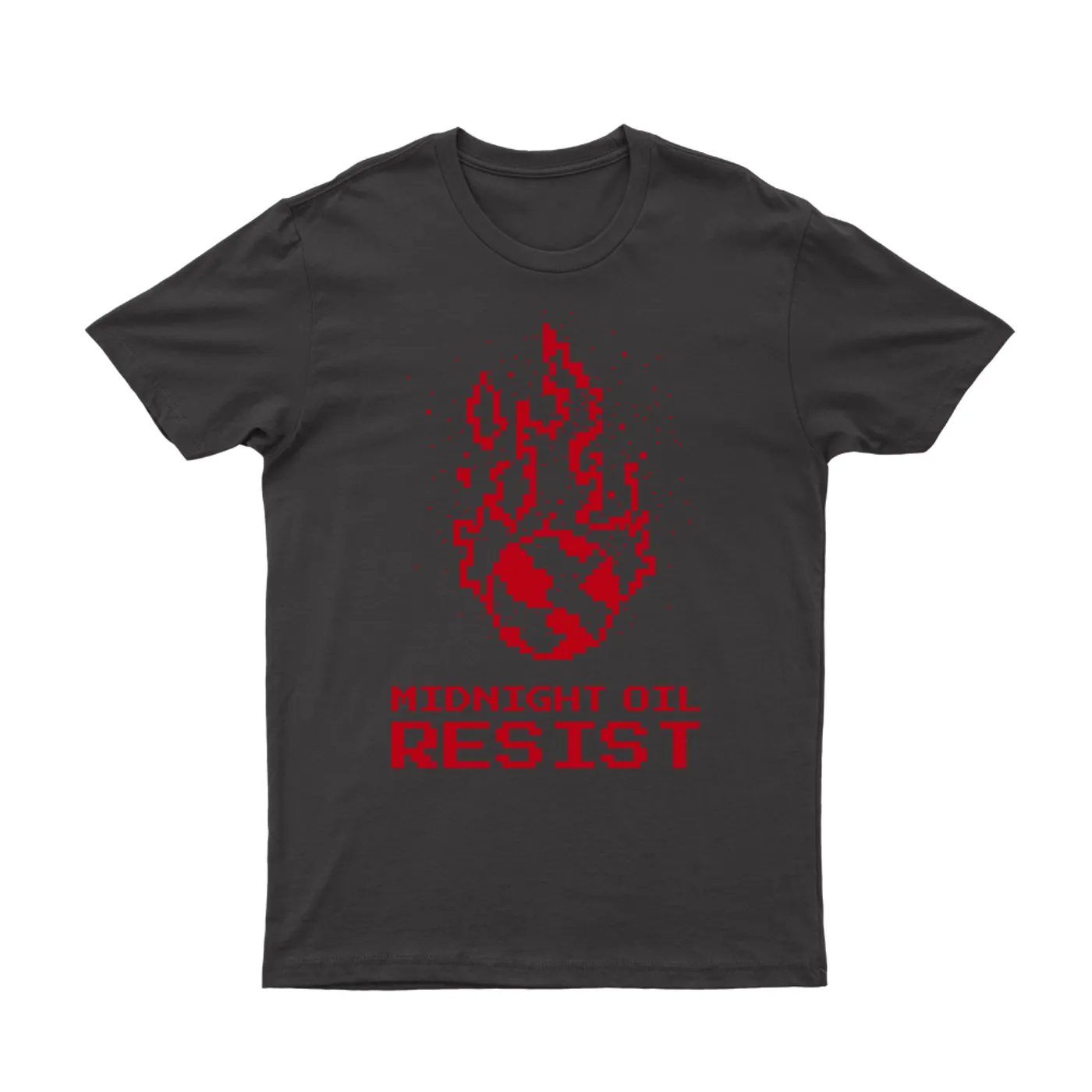 Midnight Oil FIRE GLOBE CHARCOAL TSHIRT