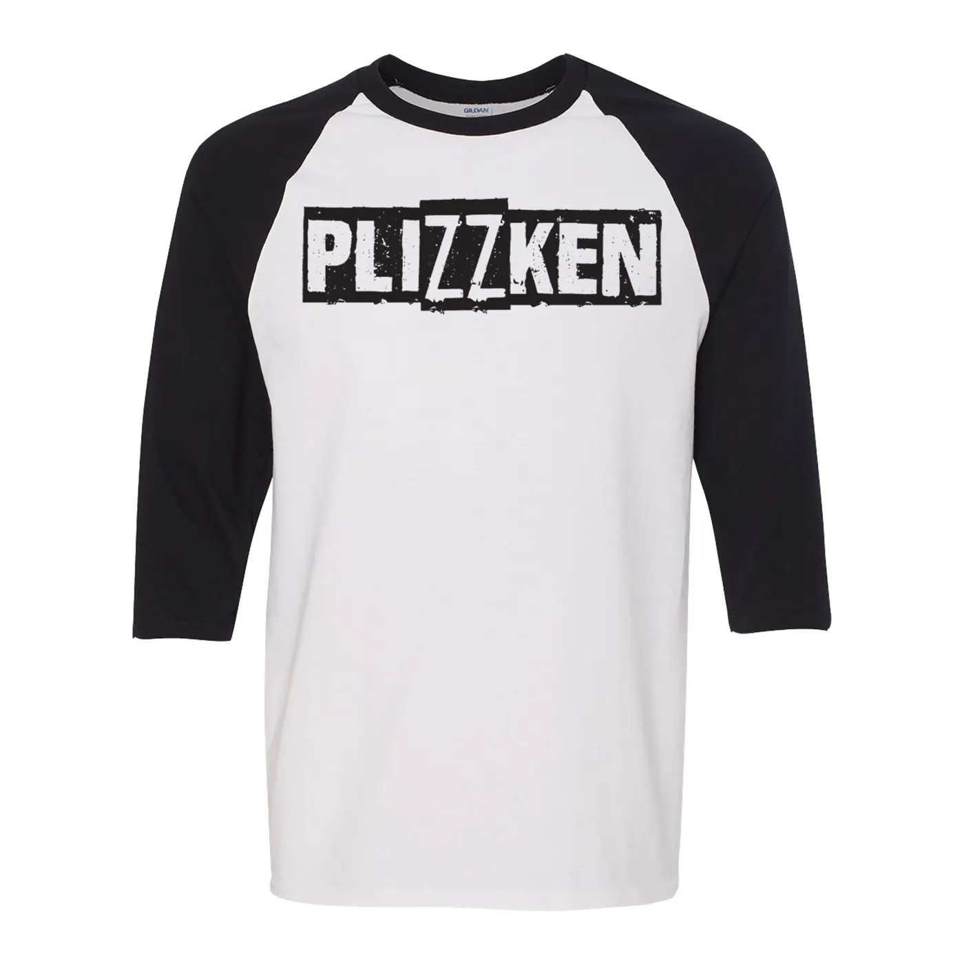 Plizzken - Logo - White & Black - Baseball Tee