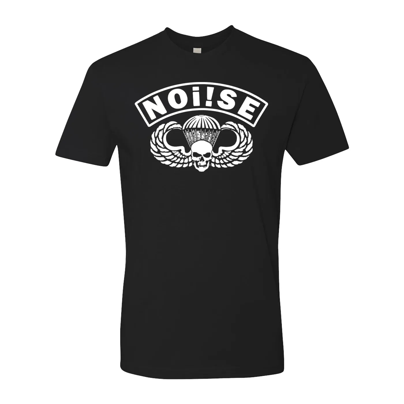 NOi!SE - Parachute Logo - White on Black - T-Shirt