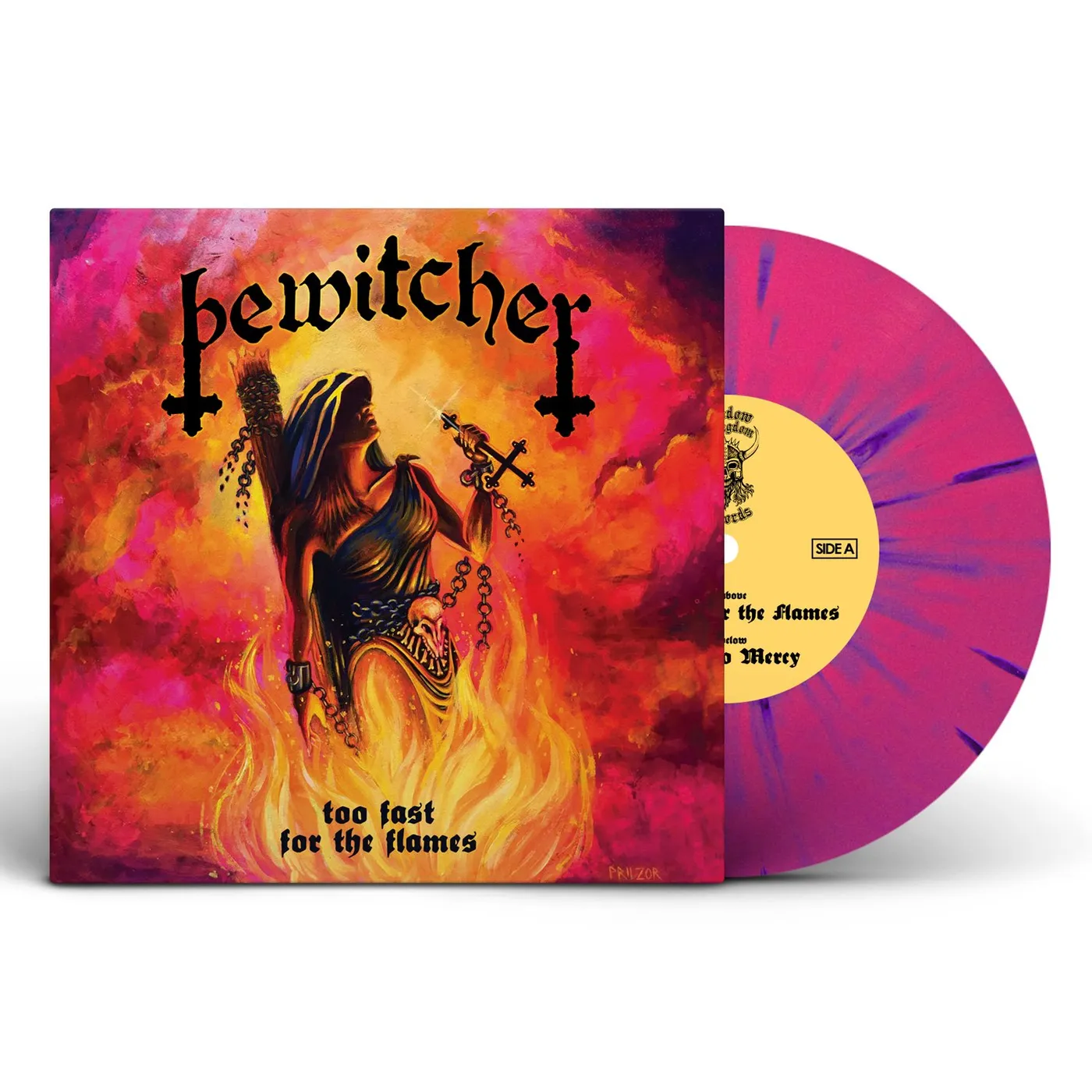 Bewitcher "Too Fast For The Flames (Pink/Purple Splatter)" 7" (Vinyl)