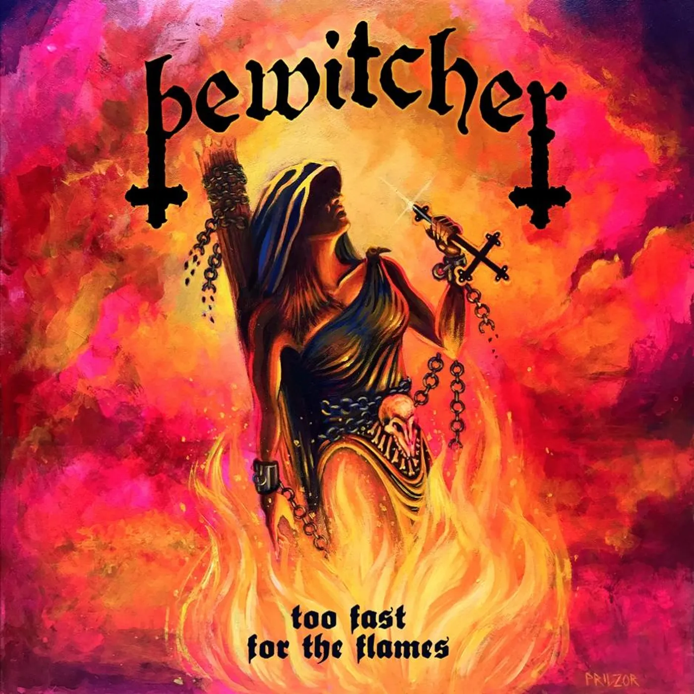 Bewitcher "Too Fast For The Flames (Pink/Purple Splatter)" 7" (Vinyl)