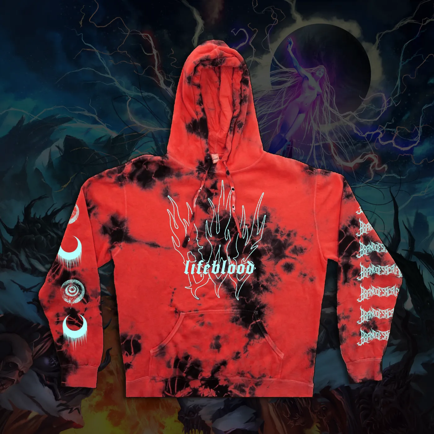 Brand of Sacrifice "Lifeblood Red Crystal CUSTOM TIE-DYE" Pullover Hoodie