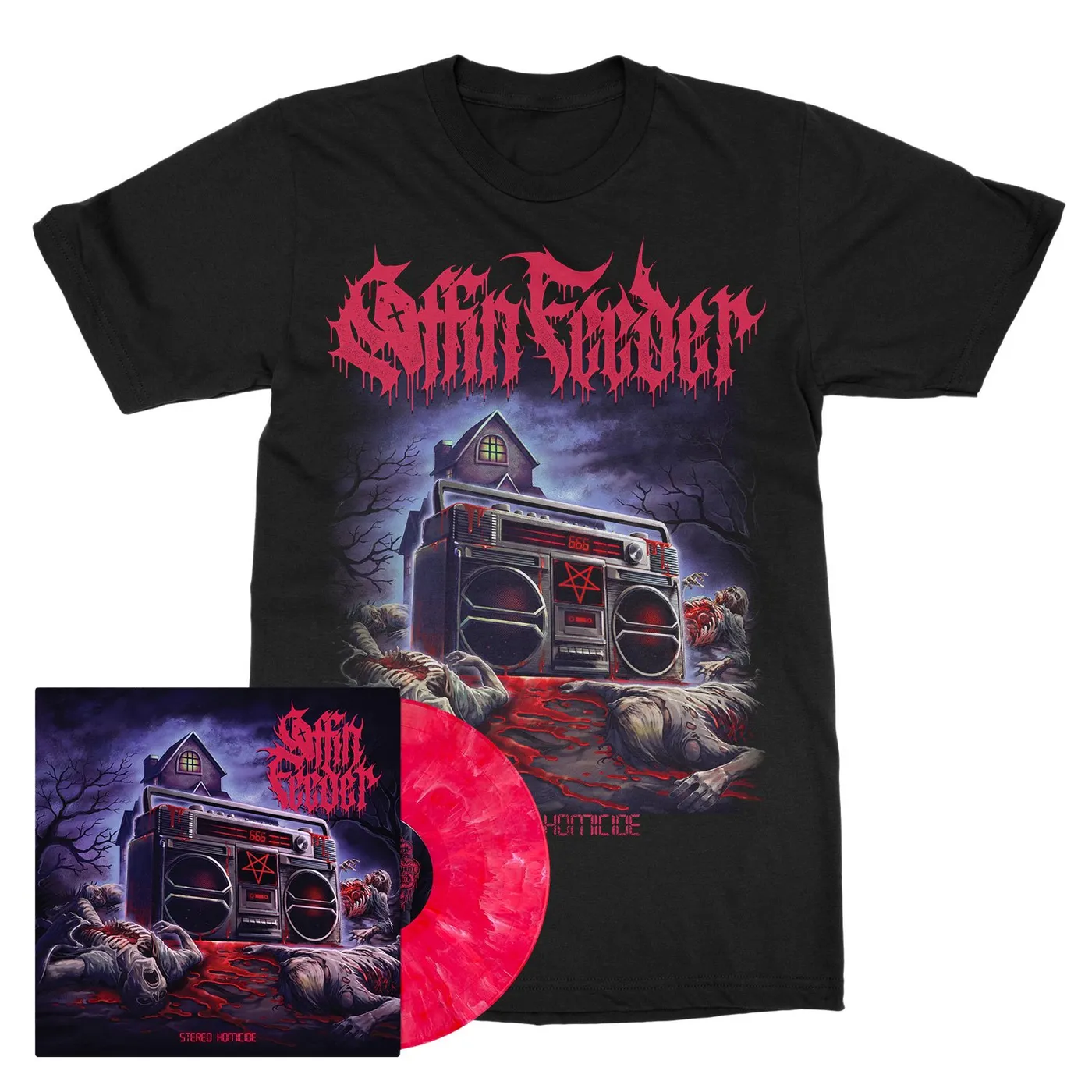 Coffin Feeder "Stereo Homicide Tee + Marble Vinyl" Bundle