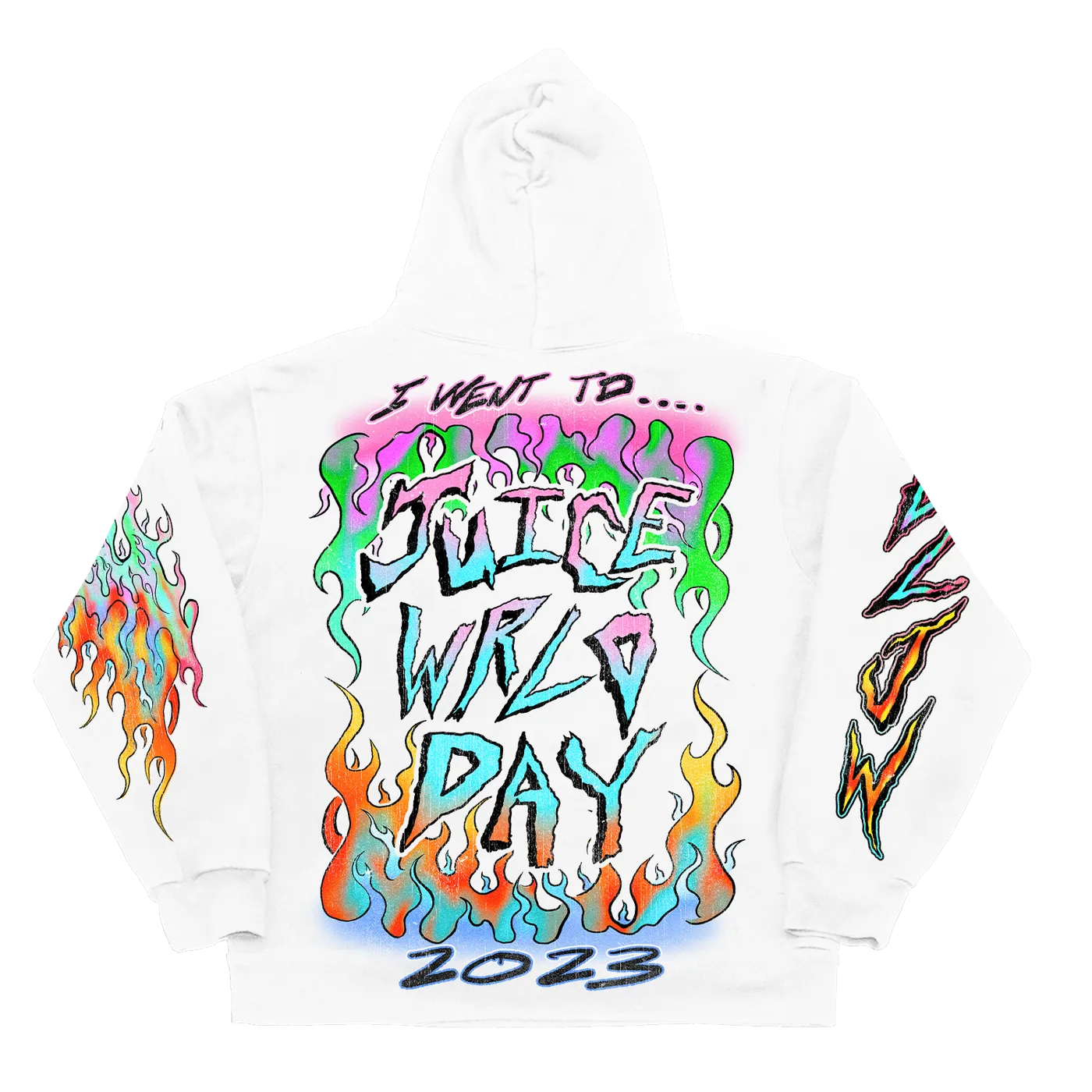 Juice WRLD UP IN FLAMES HOODIE WHITE