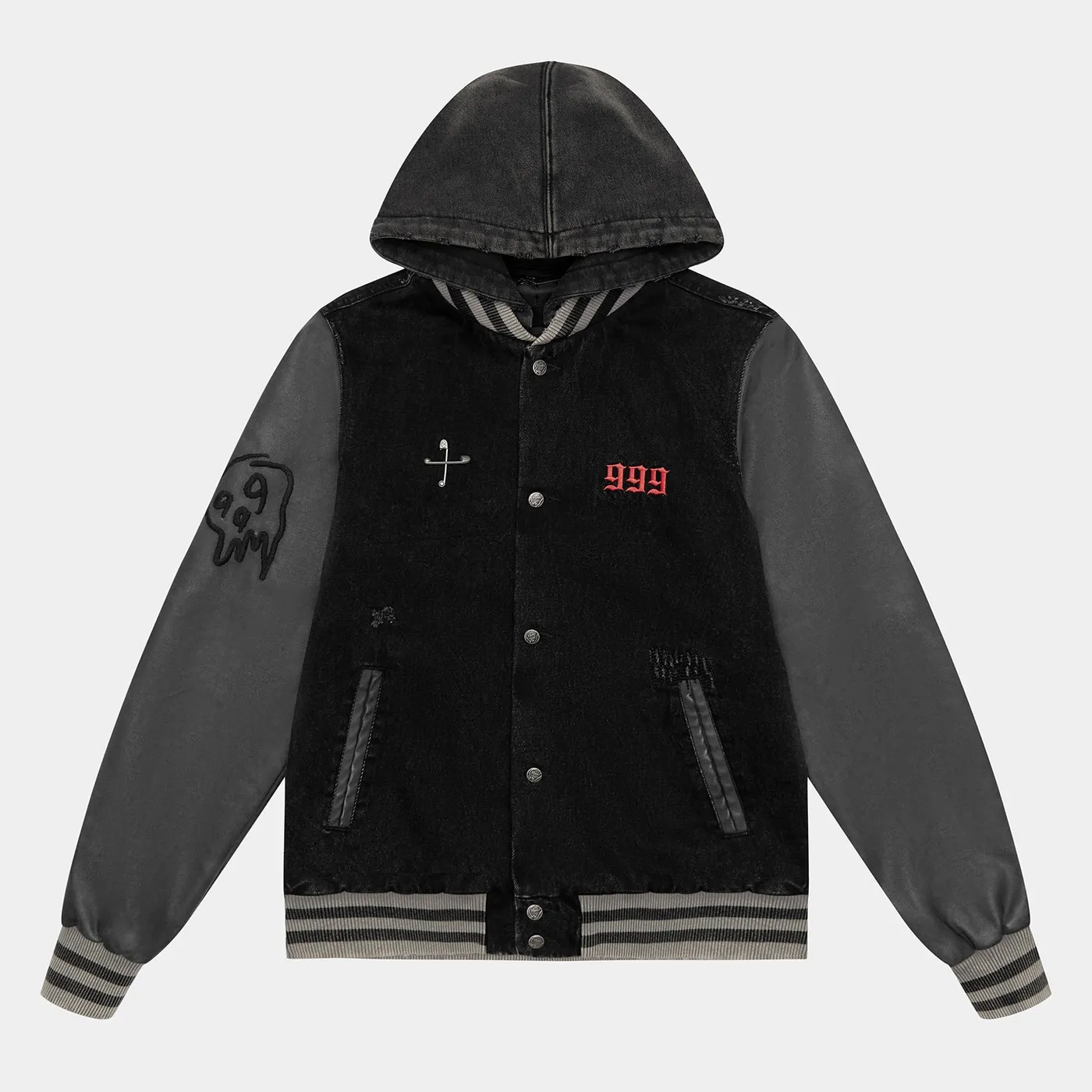 Juice WRLD 999 KOLLEGE JACKET - FADED BLACK