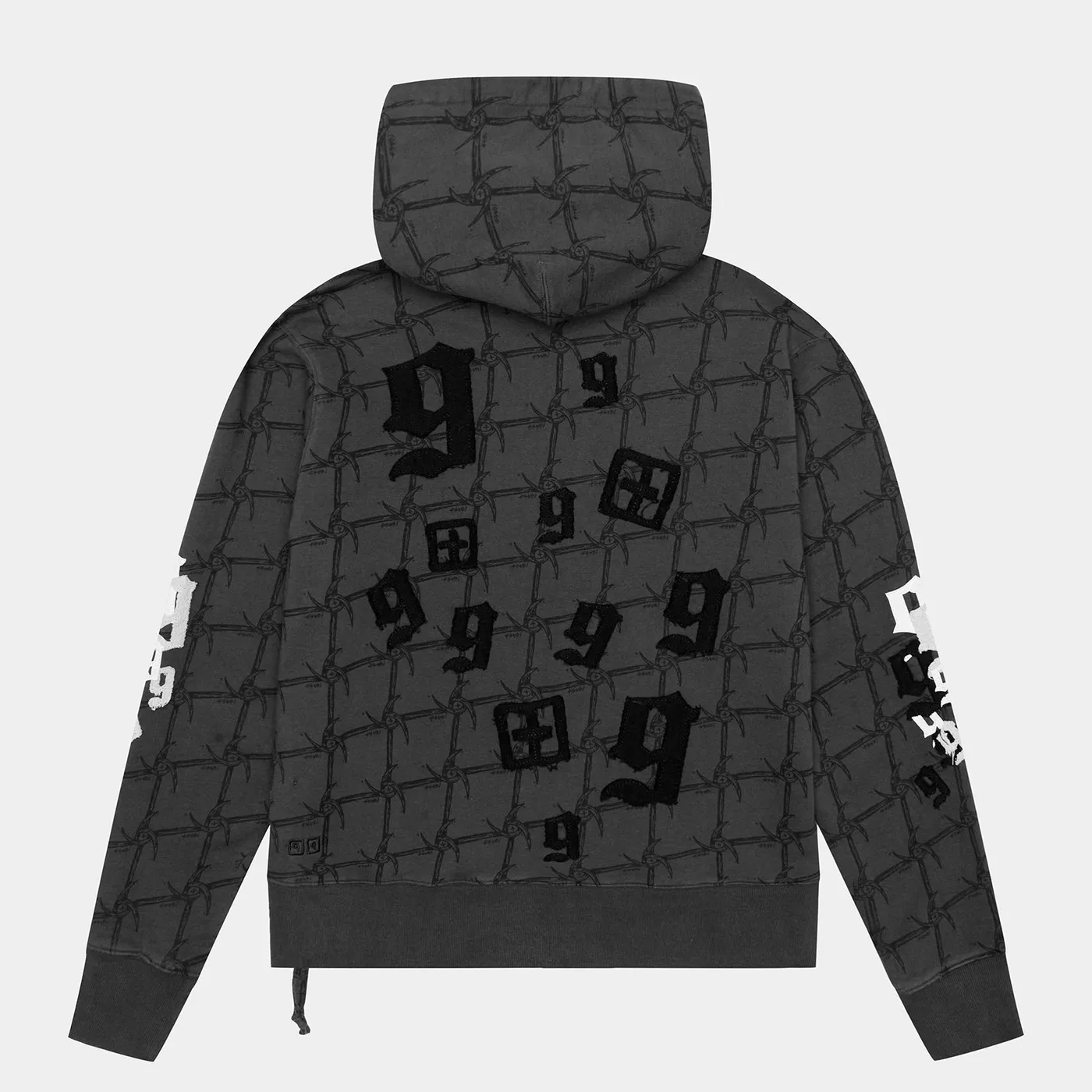 Juice WRLD 999 ZIP THRU KASH HOODIE FADED BLACK