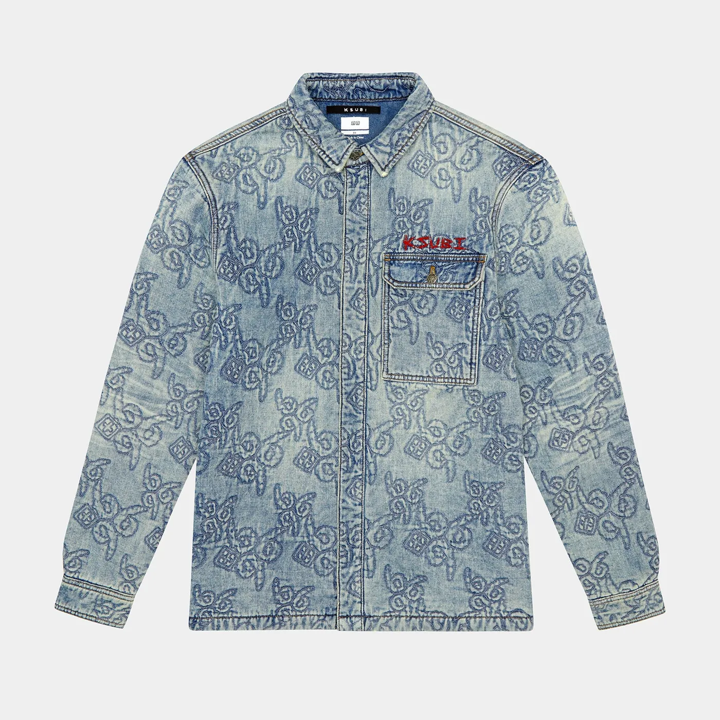 Juice WRLD QUILTED LS DENIM SHIRT K9 - STONED BLUE