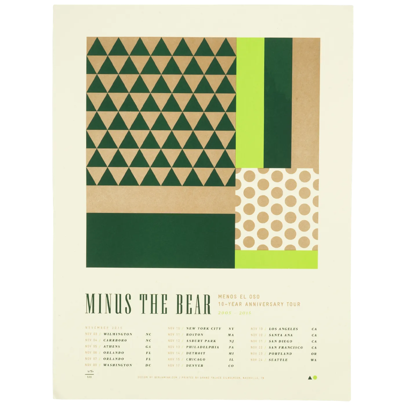 Minus the Bear Menos El Oso 10 Year Anniversary Tour Poster - White