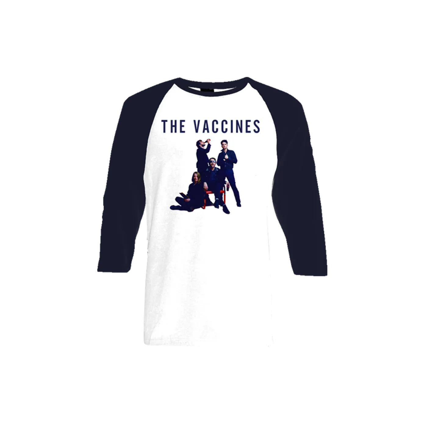 The Vaccines Album Cover White and Navy Baseball Tee