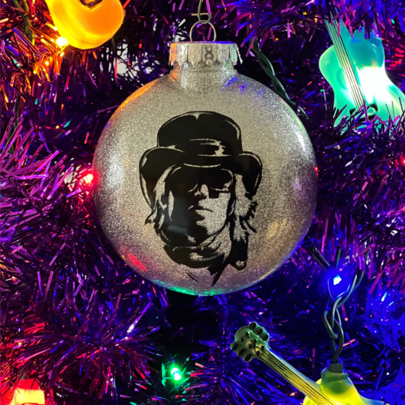 TacoExplosions Silver Glitter Tom Petty Ornament
