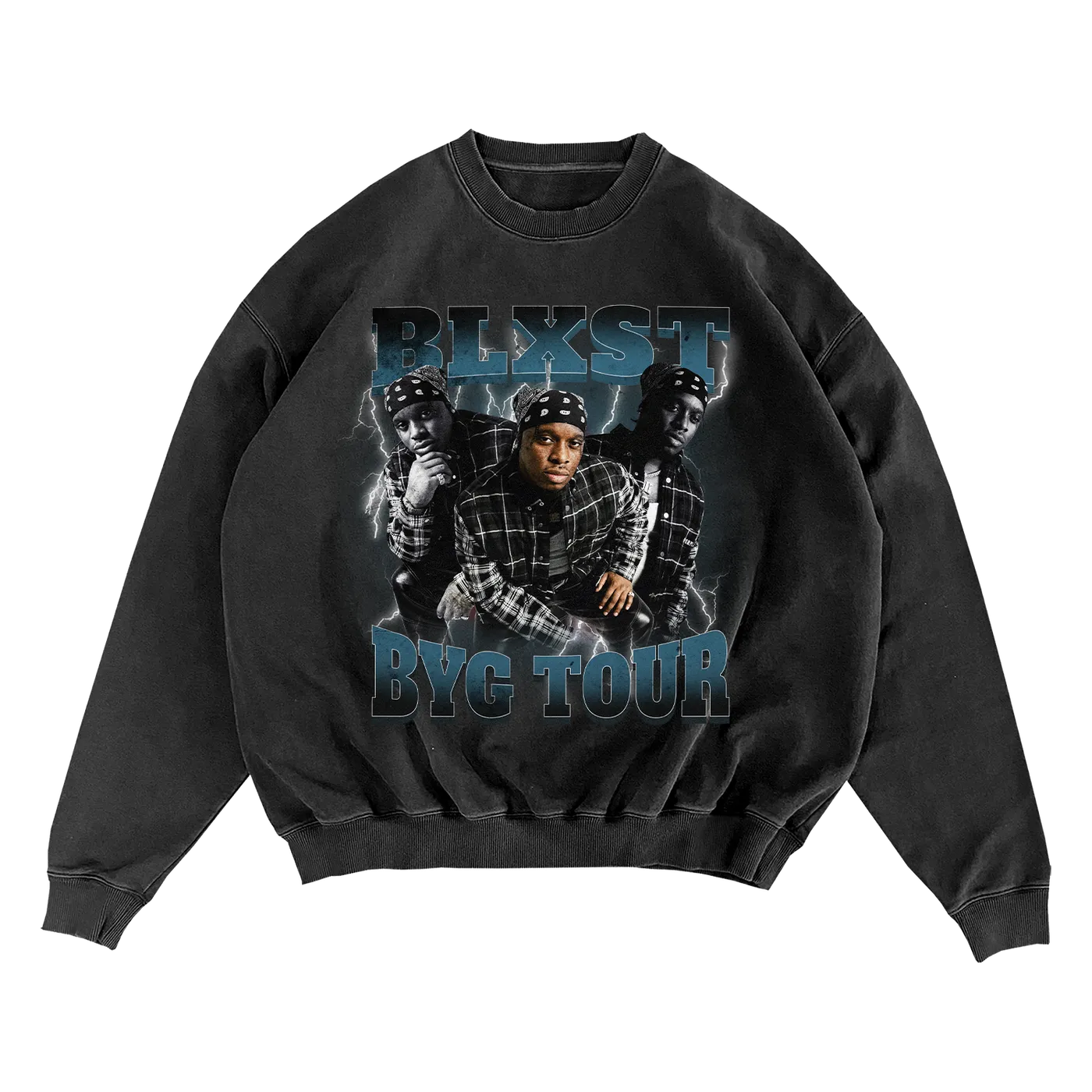 BLXST Lightning Vintage Black Crewneck