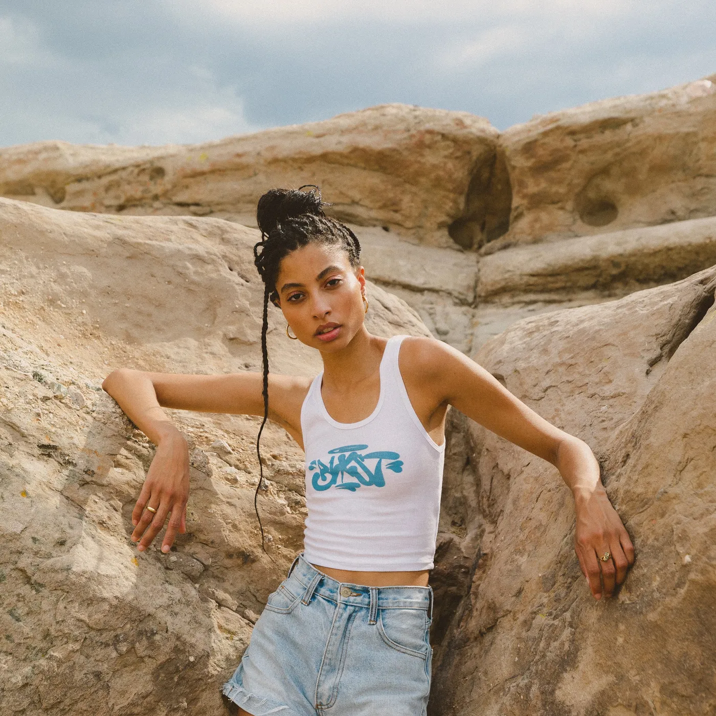 Blxst Graffiti White Crop Tank Top