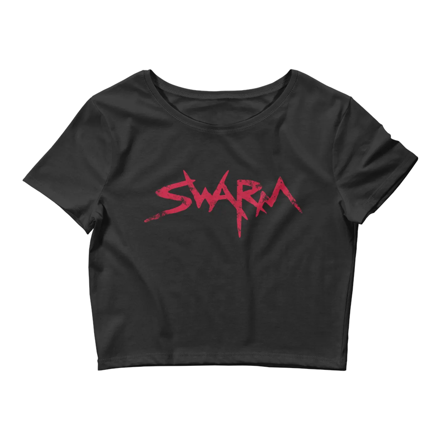 SWARM Classic Distress Logo Women’s Slim Crop Tee