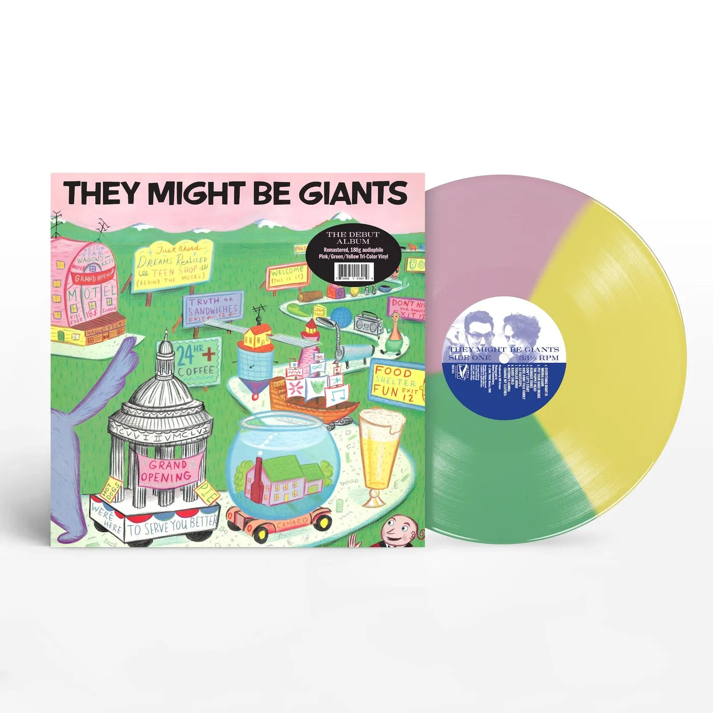 They Might Be Giants First Album Re-Issue Pink, Yellow, and Green 180g Vinyl