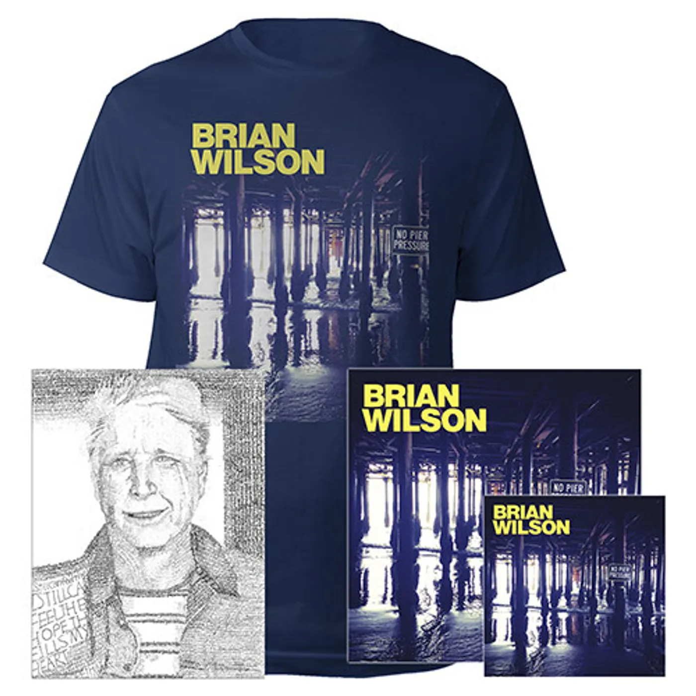 Brian Wilson Hand Signed!  No Pier Pressure Deluxe CD, 2 LP Vinyl, Lithograph, Tee & Digital Album
