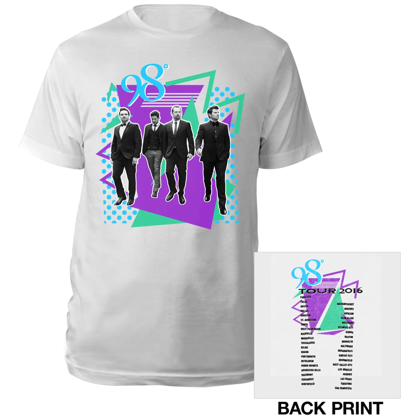 98 Degrees Geometric Shapes Tour 2016 Tee