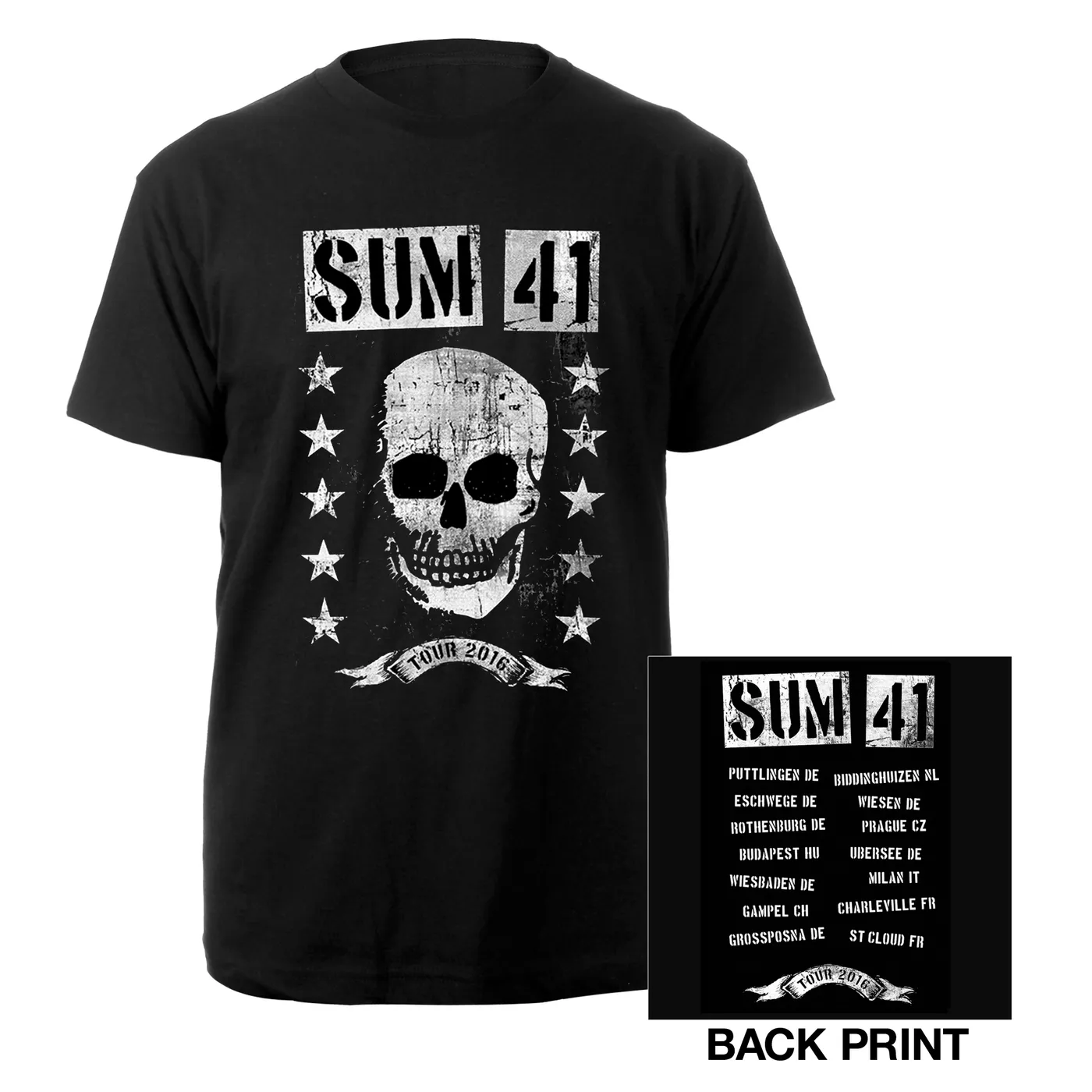 Sum 41 Grinning Skull Euro Tour 2016 Tee