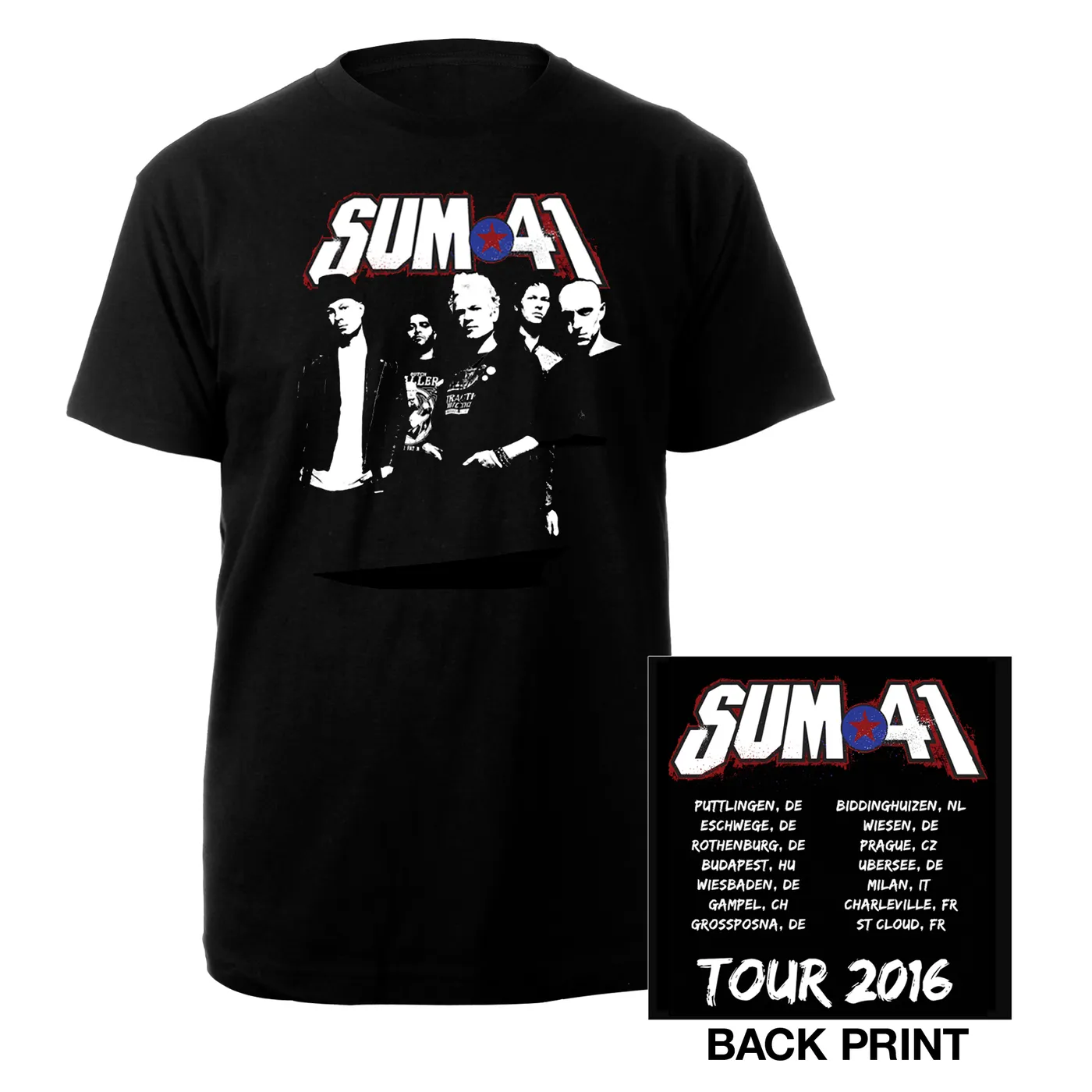 Sum 41 Photo Portrait Summer Euro Tour 2016 Tee