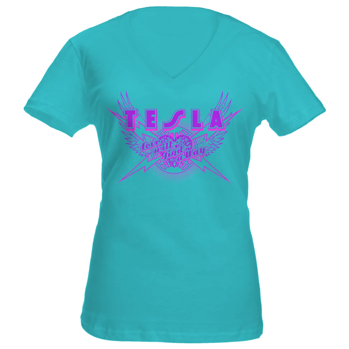 Tesla Love Will Find a Way Ladies V-Neck Tee
