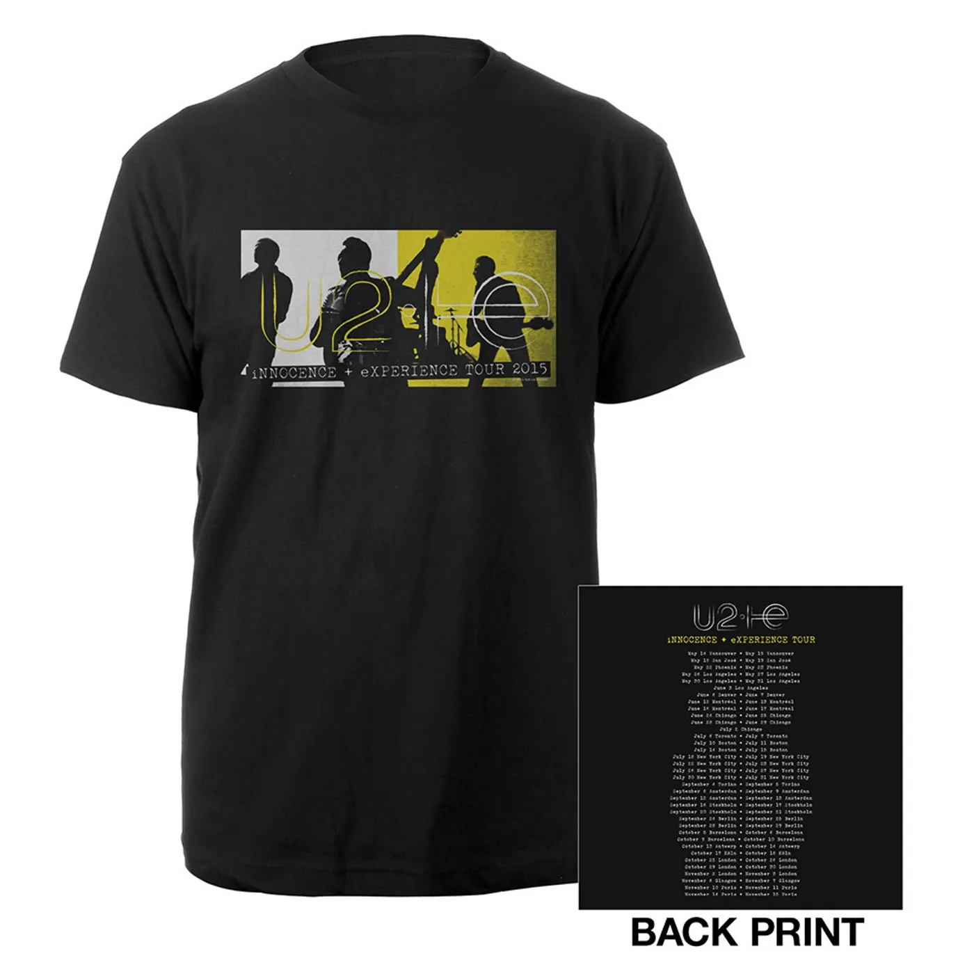 U2 Innocence + Experience 2015 Tour Dates Shirt