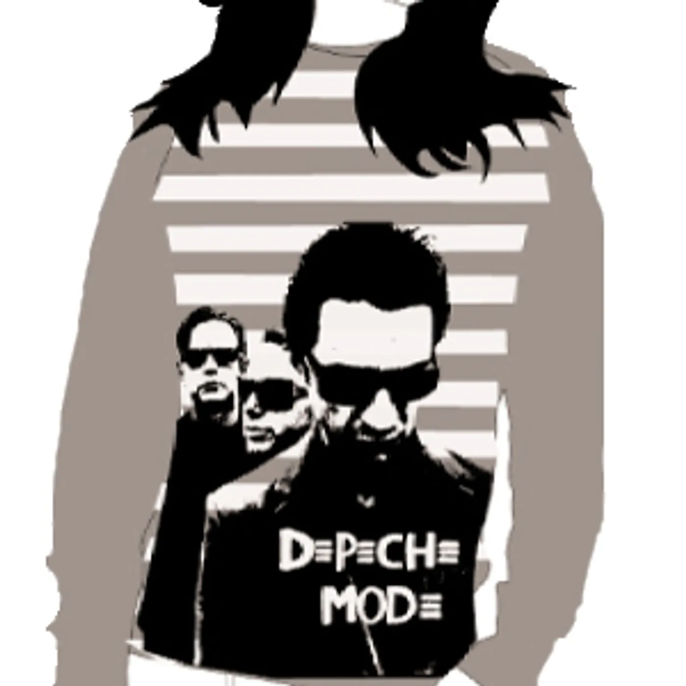 Depeche Mode - Ladies Long Sleeve Grey Stripes T-Shirt