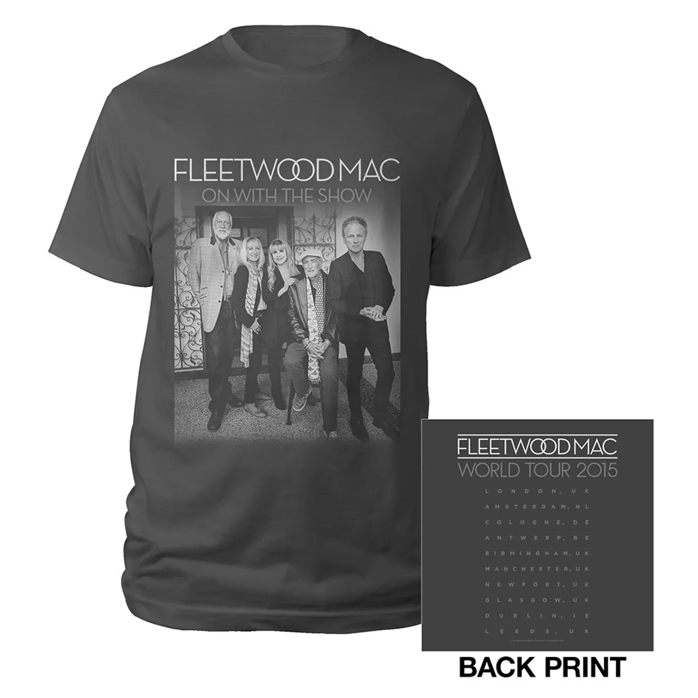 Fleetwood Mac 2015 On With The Show Tour/Itin Charcoal T-shirt
