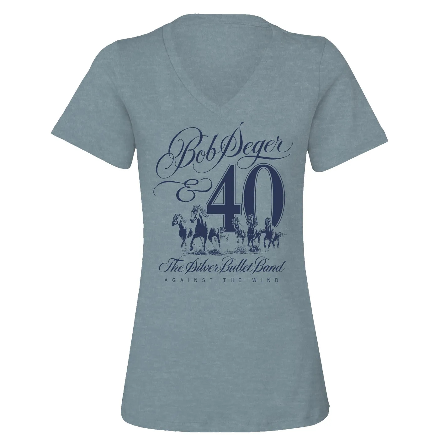 Bob Seger & The Silver Bullet Band Against The Wind 40th Anniversary Ladies V-Neck Tee