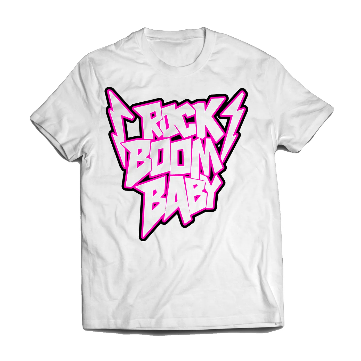 Andrew Cassara ROCK BOOM BABY TEE ~ WHITE & PINK
